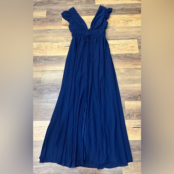 NWT Lulu’s I'm All Yours Navy Blue Ruffled Maxi Dress size S - Picture 2 of 12